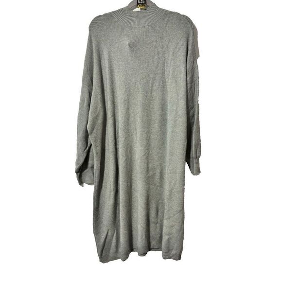 Liz Claiborne Womens Mock Neck Sweater Dress 3X Gray Long Sleeve Knitted NWT - Picture 3 of 8